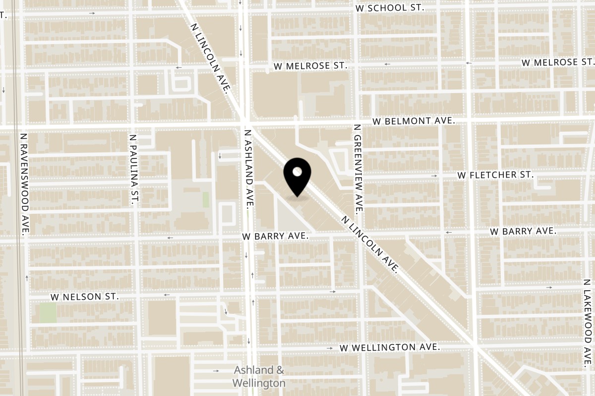 Map showing the location of Chicago Diplomat Cafe on 3134 N Lincoln Ave in Chicago